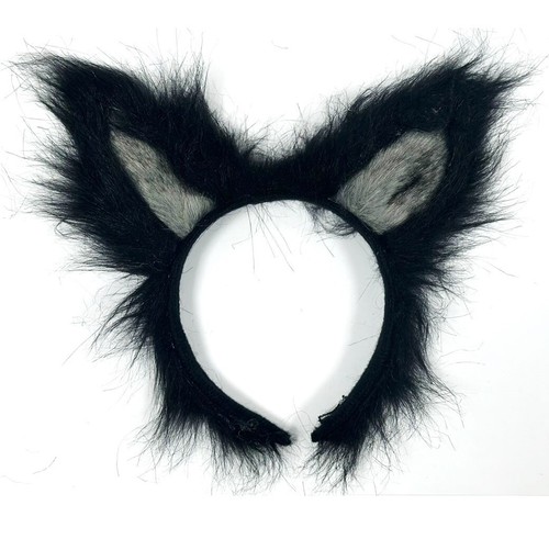Black wolf ears fancy dress - black,