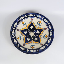 Antique Moroccan Pottery Plate - Safi Hand Painted Pottery Bow Big Wall Plate 40