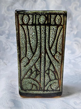 VINTAGE 1960s CELTIC POTTERY Newlyn glazed studio pottery "Medallion" Slab vase