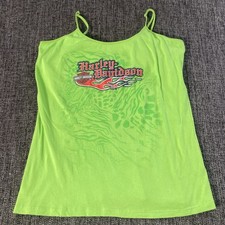 Harley-Davidson Reversible Neon Green Cami Tank Top XL – Double Print, Laurel MD