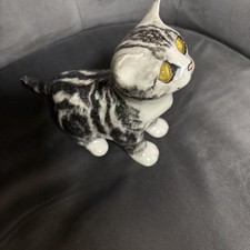 Winstanley Grey Tabby Cat / Kitten with Cathedral Glass Eyes Signed Size 2 