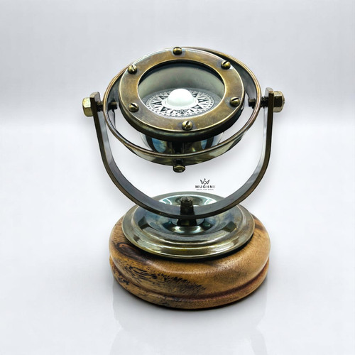 Brass gimbal compass - brass, in
