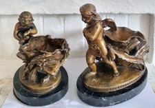 Antique Bronze Cherub Ornaments Pair