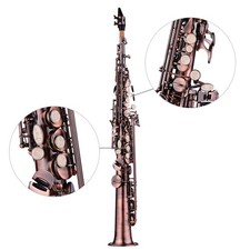 Professional Brass Straight Bb Soprano Saxophone Nickel Plated Sax Woodwind