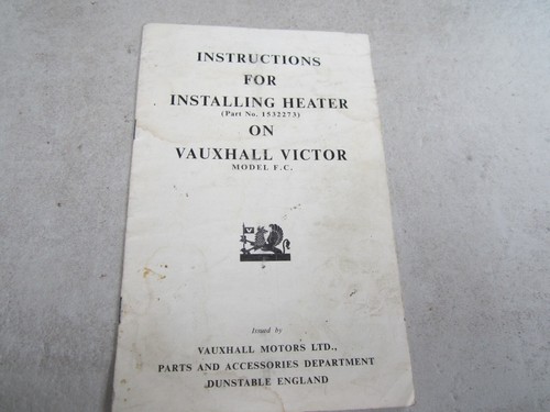Vauxhall victor instructions - vauxhall,
