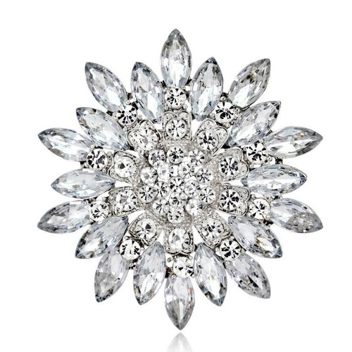 Silver large flower brooch - flower,