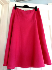 VGC NICOLE FARHI Size 14 Bright Hot Pink Linen Skirt Flared Midi