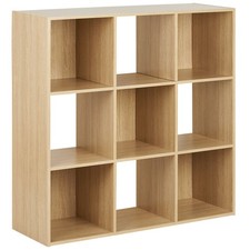 Oak Wood 9 Cube Modular Square Storage/Shelving 3 Tier Shelf Display Unit #623