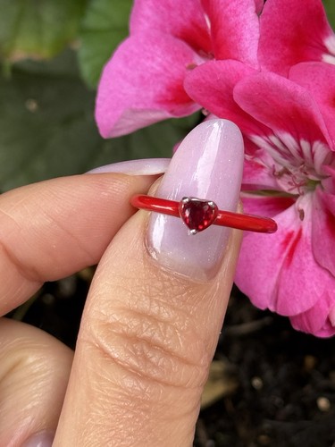 Sterling silver red - red, heart