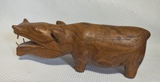 Vintage Carved Wooden Hippo