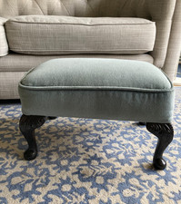 Vintage velvet footstool green