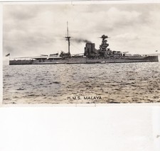 HMS Malaya - old post card