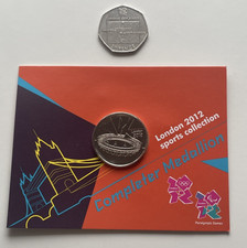 Olympic Completer Medallion in Card & 2011 Olympic Football 50p Coin Fifty Pence