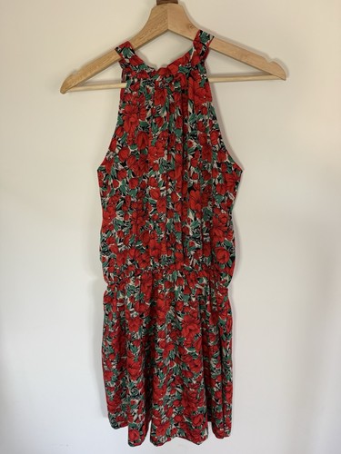 Red floral halter neck - red,