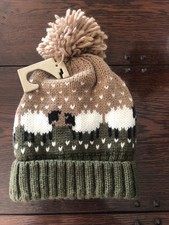 Sheep Design Lined Bobble Hat