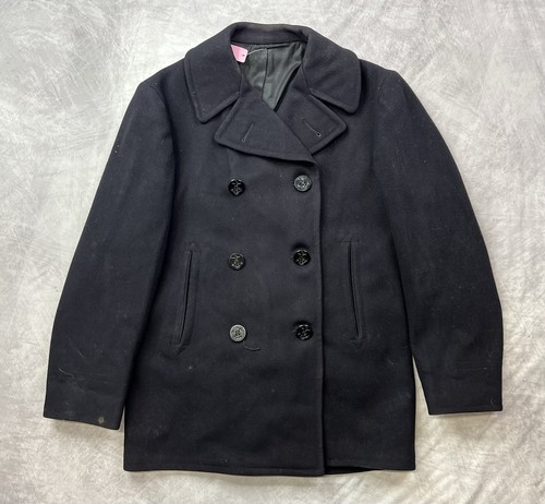 Vintage 60s wool navy pea - navy,