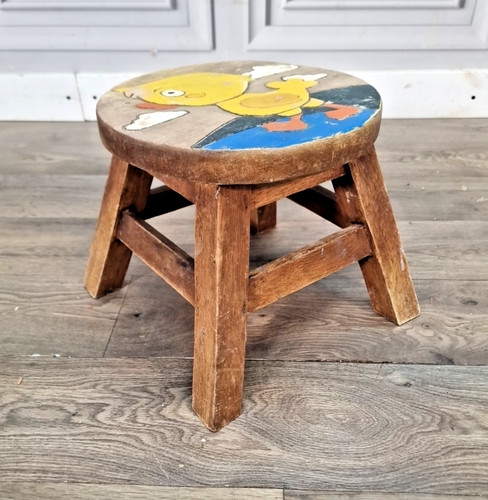 Vintage wooden childs stool - childs,