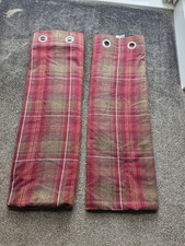 Next Red Highland Check  Lined  Eyelet Curtains 89by90