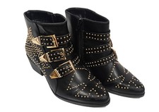 Truffle Collection Studded Cowboy Boots Ladies Black Western Ankle Boots