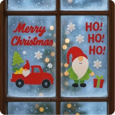 4 Pack Christmas Gonk Gel Window Stickers – Merry Christmas & Ho Ho Ho Xmas Deco