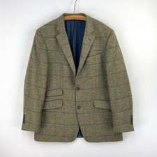 Rydale Tweed Hacking Jacket Mens 44R Green Mallalieus Windowpane Hunting Blazer