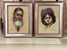 Alejke Gurgin Kazarian Original Oil Painting x2 Traditional Aremian Portraits