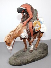 Daniel Monfort Original Sculpture - Indian on Horseback - "End of Trail" (1982)