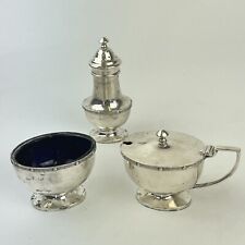 Vintage Solid Sterling Silver 3 Piece Cruet Set 1936 Ernest W Haywood