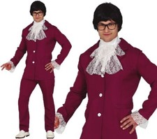 Mens 1960s Nerd Spy Fancy Dress Costume Austin Powers type 1990s Movie Outfit fg