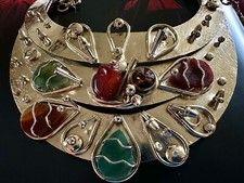 Rare ESCADA Couture Statement Bib Necklace Stone & Crystal Couture Collection