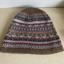 White Stuff Women's Fairisle Knitted Wool/Angora Mix Beanie Hat ~ Grey Multi
