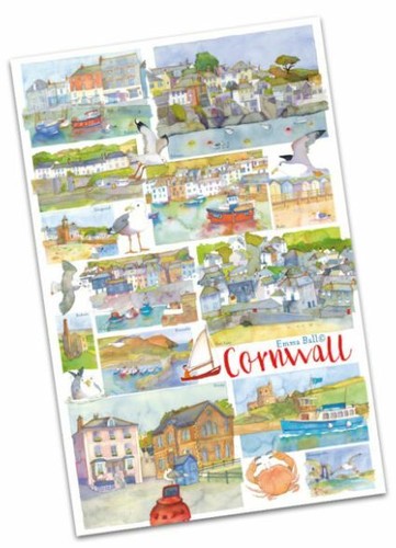 Cornish tea towel seaside 100 - tea,