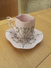 Vintage Rare Haas And Czjeck  Czechoslovakian  Pink Floral Gold Cup & Saucer