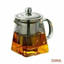 Heat Resistant Clear Glass Teapot Jug With Infuser Coffee Tea Leaf Herbal Pot