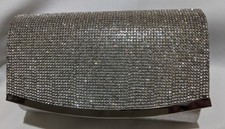 Quiz Silver Diamante Clutch Bag With Shoulder Chain