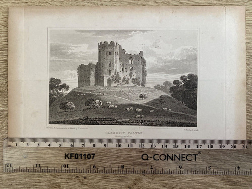 Cardiff castle antique print - cardiff,