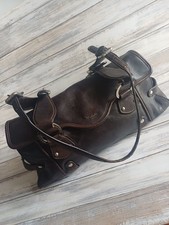 Modalu Brown Leather Tote Shoulder Handbag Bag Zippered Pockets Magnet Clasp 