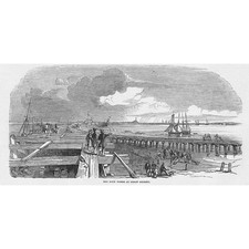 GRIMSBY View of the Dock Works at Great Grimsby - Antique Print 1849