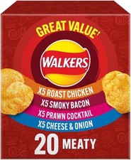 Walkers Meaty Variety Multipack Crisps Box 20x25g, Red UK FAST AND FREE DELEVERY