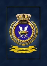HMS DEFENCE FRAMED SHIPS BADGE