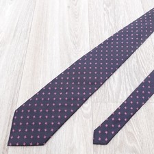 Hawes & Curtis Mens Silk Tie Purple Blue Geometric Flowers England Made 9.5cm