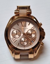 Michael Kors MK6066 Bradshaw Womens Mini Chronograph Rose Gold  Strap, Gold Dial