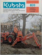 Original Kubota B20 Compact Backhoe Loader Brochure, c 1990's