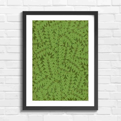 Green leafy botanical pattern - green,