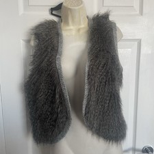 M&S Grey Sz 14 Faux Fur Gilet