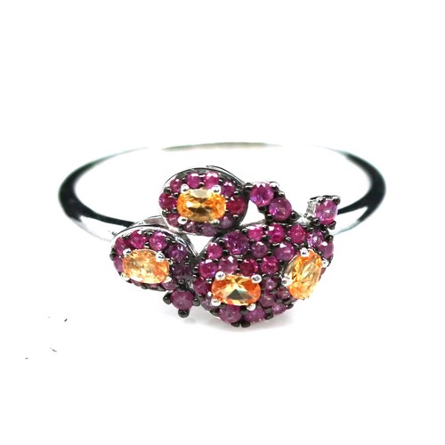 Yellow pink sapphire ring - pink,
