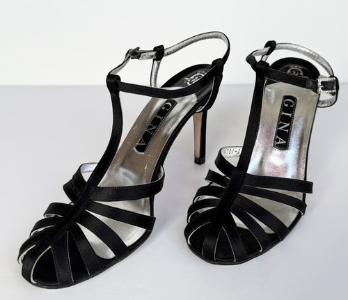 Gina black satin bar strapy - gina,