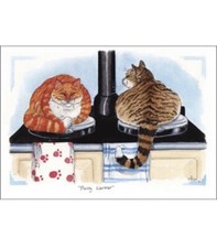 6 X “Pussy Warmer  “Greeting Card & ENVELOPES Cartoon Design by Alisons Animals