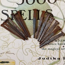 coffin nails, witchcraft, wicca, pagan iron, antique, 7, Ogun