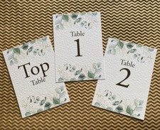 Eucalyptus greenery edge TABLE NUMBER cards rustic wedding seating decor foliage